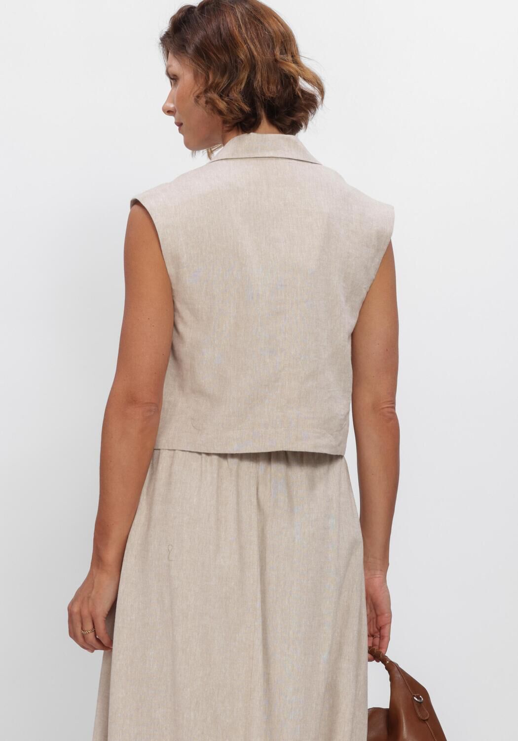 Y.A.S. Gilet YASUSUMA SHORT LINEN BLEND WAISTCOAT en beige - large