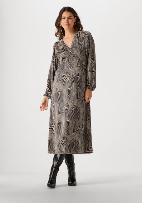 Zwarte NEO NOIR Midi jurk ISOABEL FLOATING WAVE DRESS - large