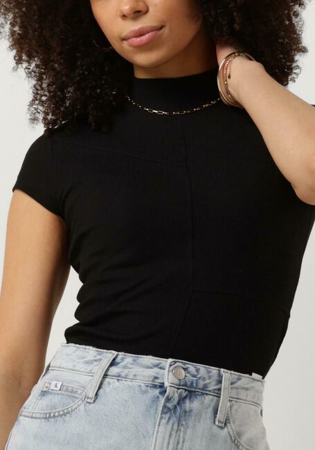 Zwarte CALVIN KLEIN Top SEAMING RIB SLIM TEE - large