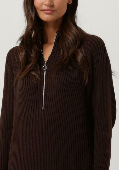 Y.A.S. Robe midi YASMAVI LS KNIT MIDI ZIPPER DRESS en marron - large