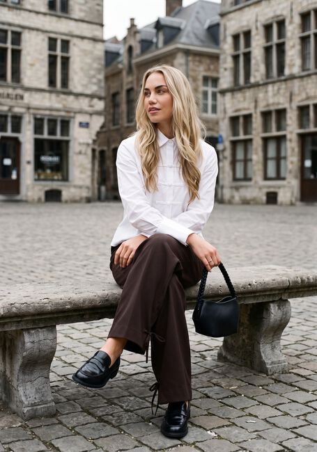 NEO NOIR Pantalon ISOTTA STRUCTURE TIE PANTS en marron - large