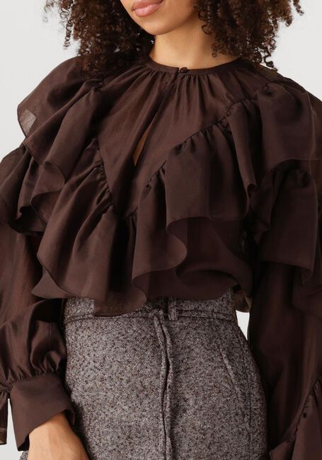 SECOND FEMALE FRIA FRILL BLOUSE Blouses en marron - large