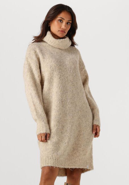 SIMPLE Mini robe KNIT-BOUCLE-25-3 en beige - large