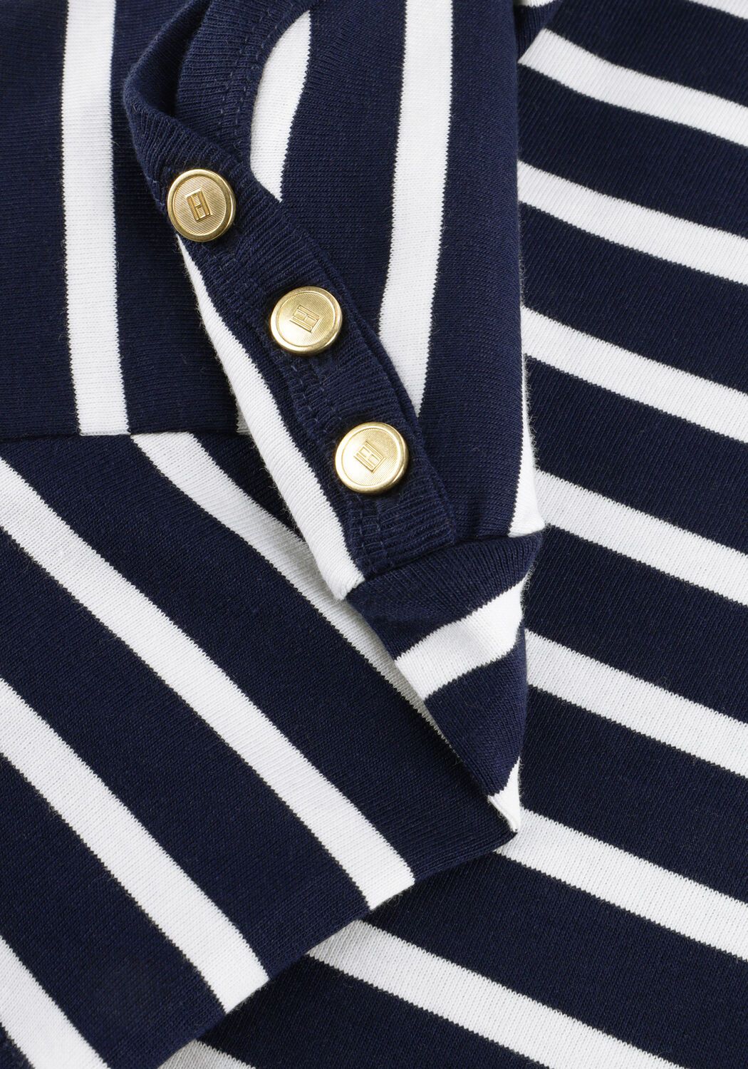 Multi TOMMY HILFIGER T-shirt GOLD BUTTON SLIM SS TEE - large