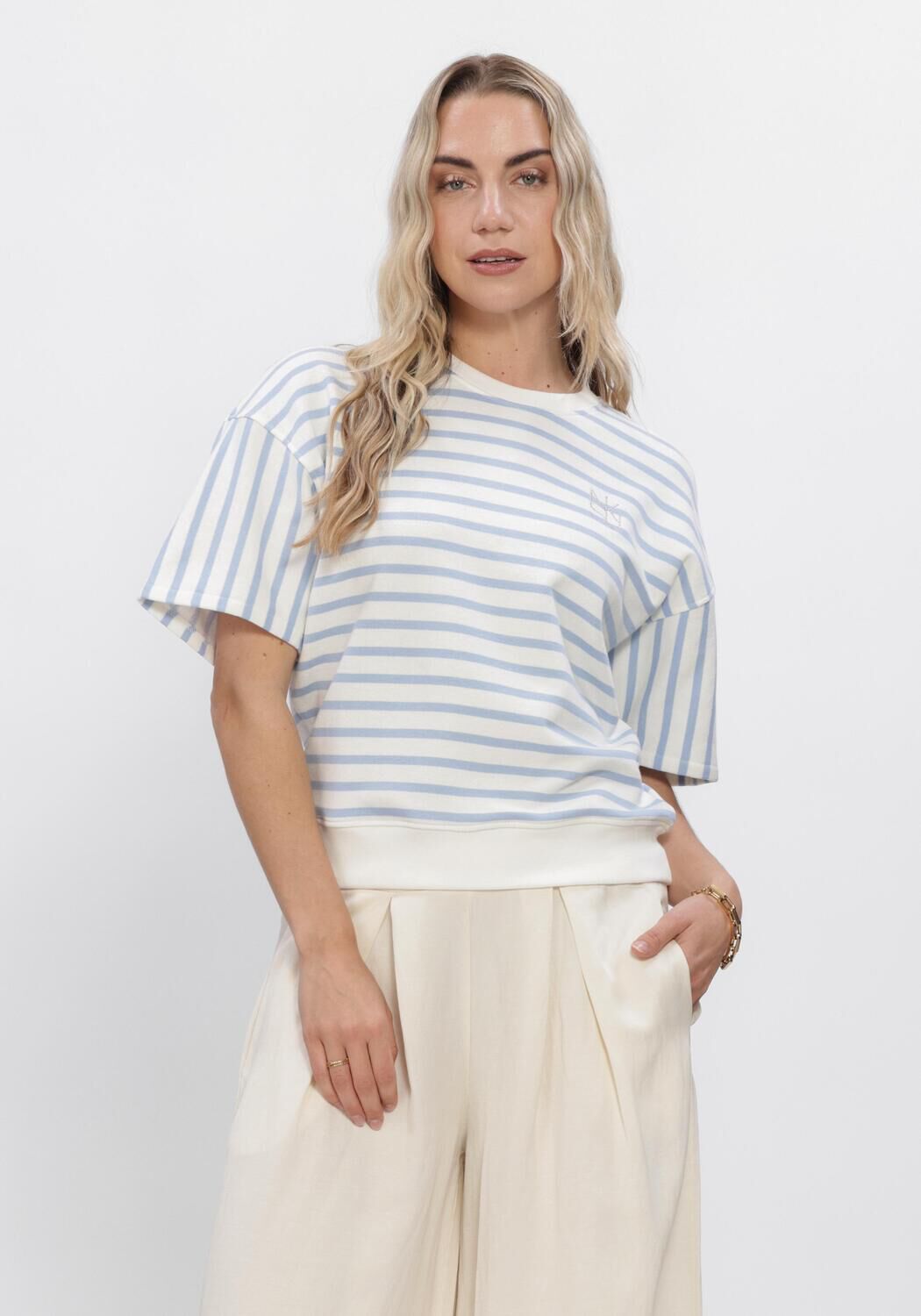 Witte NUKUS Trui LOTTE PULLOVER STRIPE - large