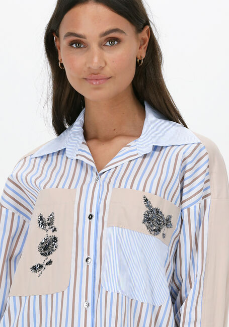 Lichtblauwe ACCESS  SHIRT WITH COMBO OF STRIPES AND EMBROIDERY - large
