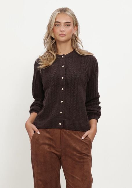 Bruine OBJECT Trui OBJFLORA RE LS KNIT BUTTON CARDIGAN NOOS - large