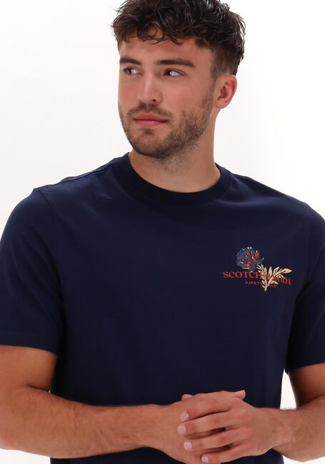 SCOTCH & SODA T-shirt GRAPHIC CREWNECK JERSEY T-SHIRT Bleu foncé - large