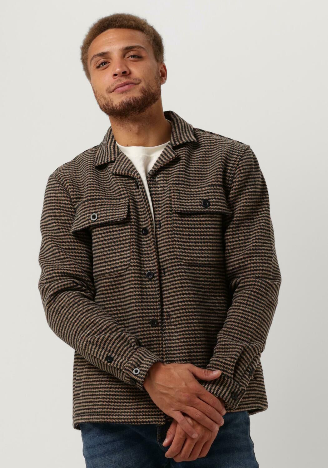 ANERKJENDT Jack AKCUBA DOGTOOTH OVERSHIRT en marron - large