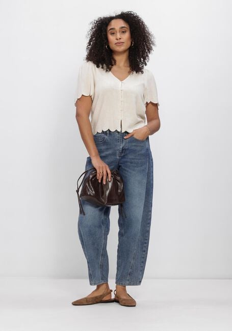 Beige OBJECT Vest OBJSANNE 2/4 LO V-NECK TOP - large