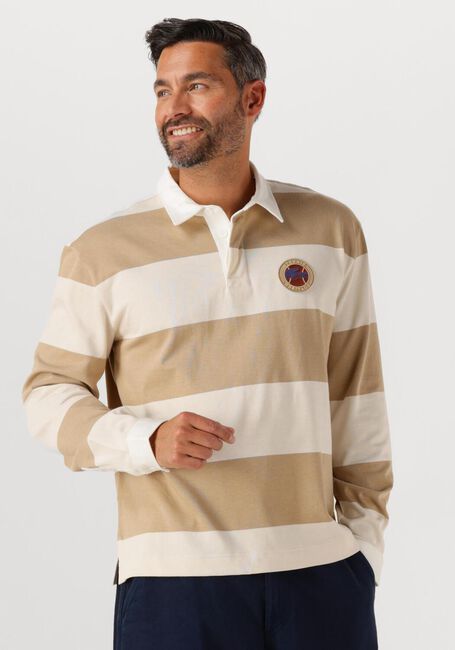 LACOSTE Polo BADGE ACCENT STRIPED RUGBY SHIRT en beige - large