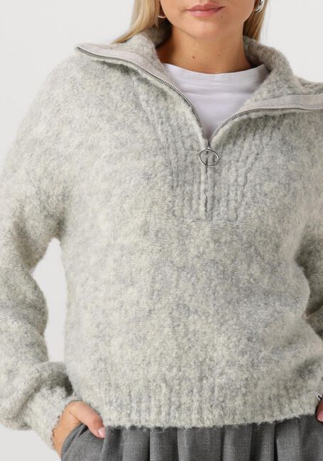 Lichtgrijze SIMPLE Trui KNIT-BOUCLE-25-3 - large
