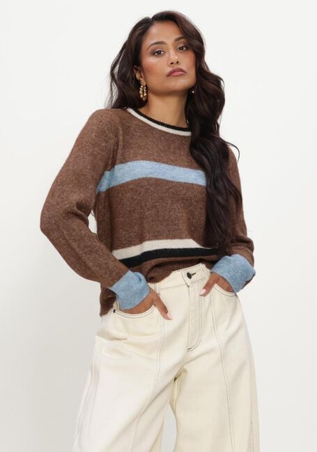 OBJECT Pull OBJAGGIE L/S RE KNIT PULLOVER NOOS en marron - large