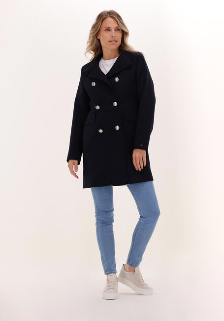 TOMMY HILFIGER Manteau WOOL BLEND FUNNEL DB COAT Bleu foncé - large