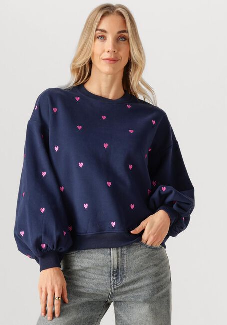 Donkerblauwe YDENCE Trui SWEATER HEARTS - large