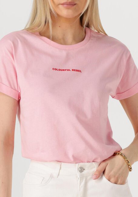 COLOURFUL REBEL T-shirt UNI LOGO BOXY TEE en rose - large