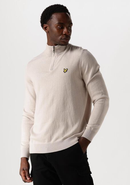 LYLE & SCOTT Pull COTTON MERINO QUARTER ZIP JUMPER en beige - large