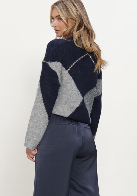 NEO NOIR Pull INGA CHECK FLUFF KNIT BLOUSE Bleu fonc&eacute; - large