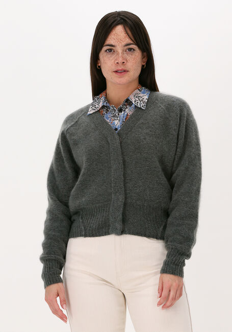 SECOND FEMALE Gilet BROOK KNIT REVERSE BOXY CARDIG en gris - large