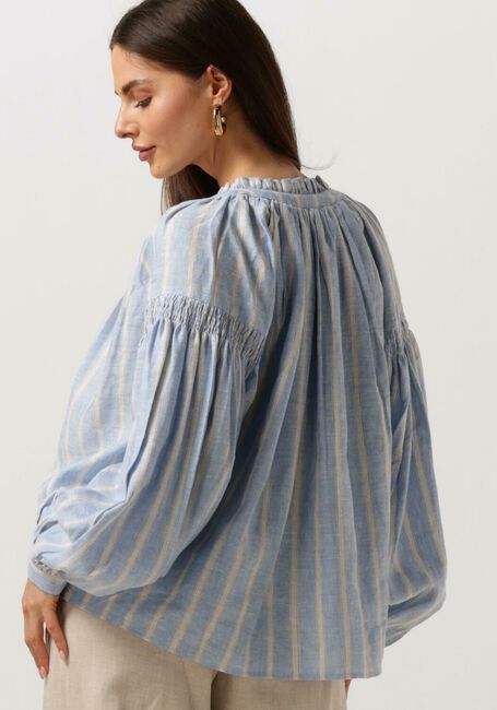 Lichtblauwe MOS MOSH  SAFI STRIPED LINEN SHIRT - large