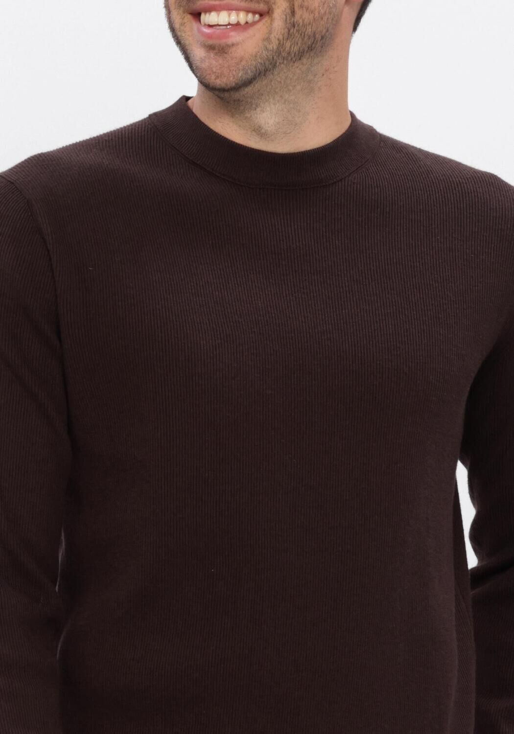 Bruine DSTREZZED Trui DS_OSCAR RIB MOCKNECK - large