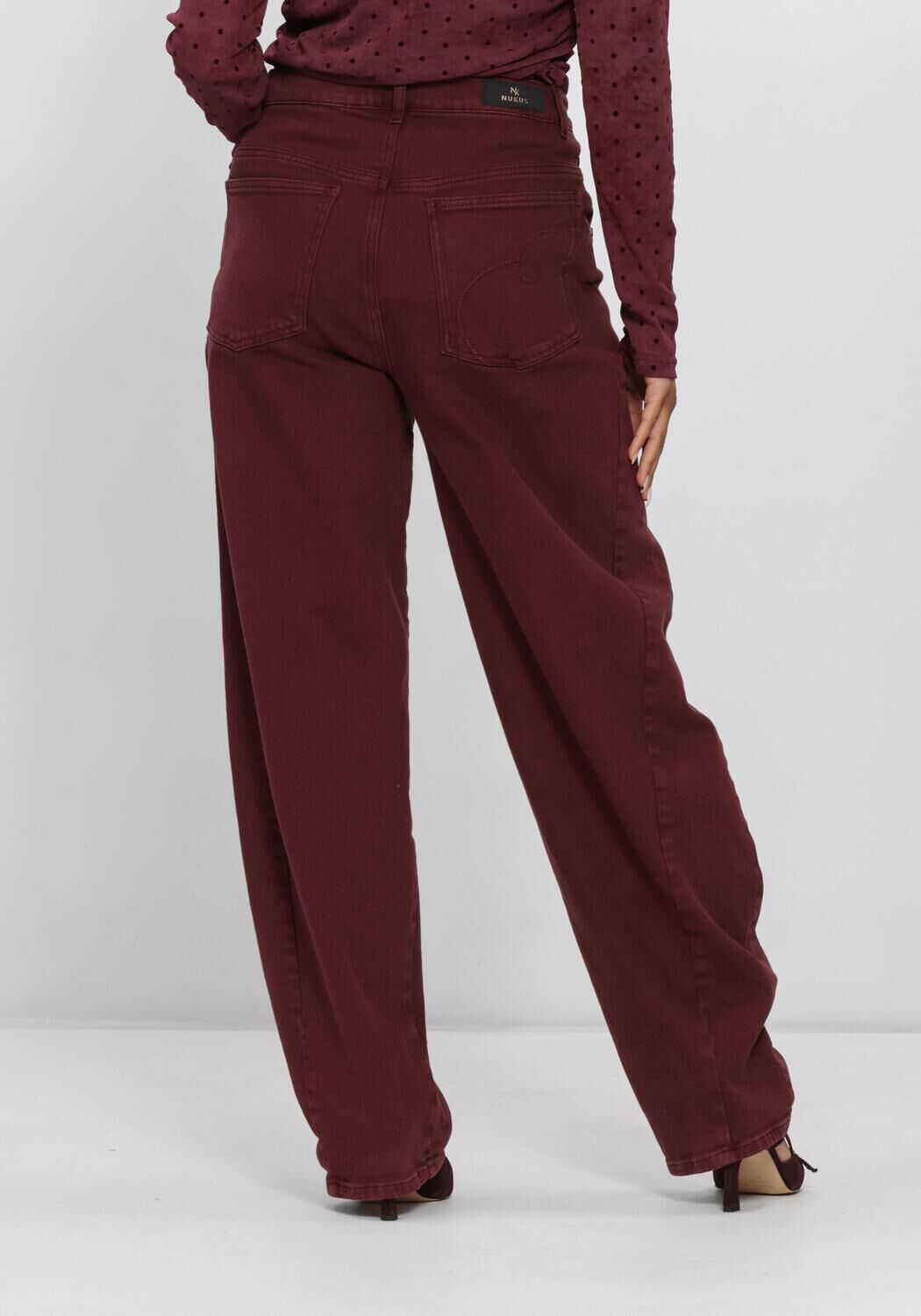 NUKUS Pantalon large PETRA PANTS Bordeaux - large