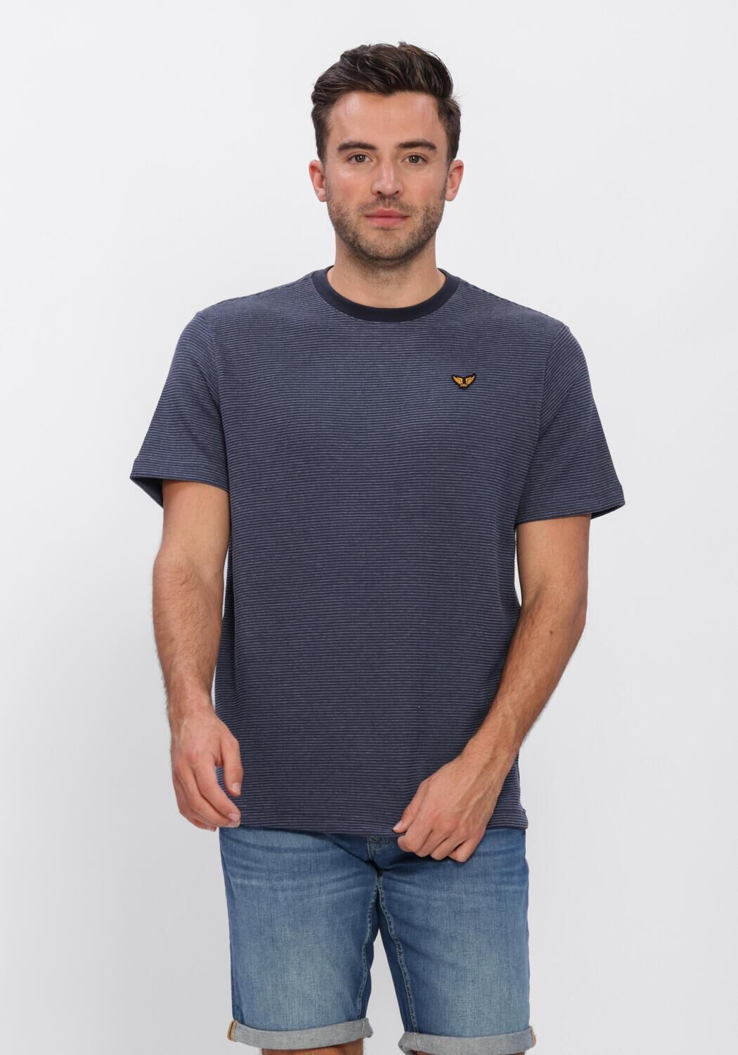 PME LEGEND T-shirt TWO TONE TEXTURED STRIPE en bleu - large