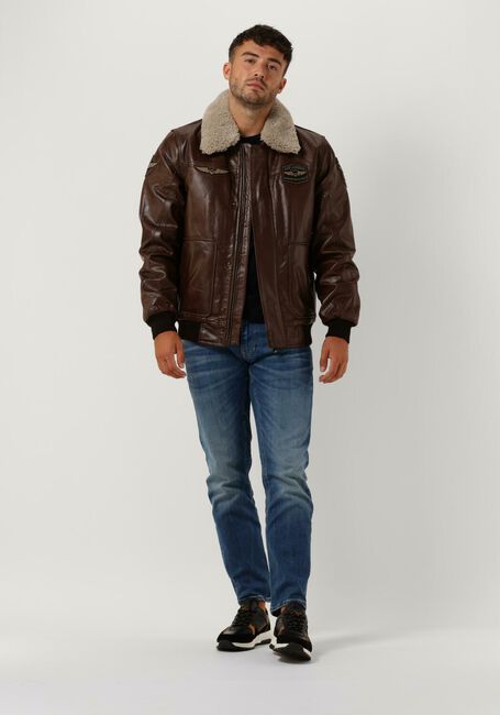 PME LEGEND Veste en cuir BOMBER JACKET HUDSON BUFF LEATHER en marron - large