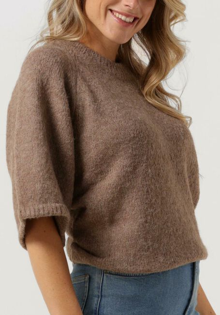 CO'COUTURE Pull MOTO SHORTIE KNIT en taupe - large