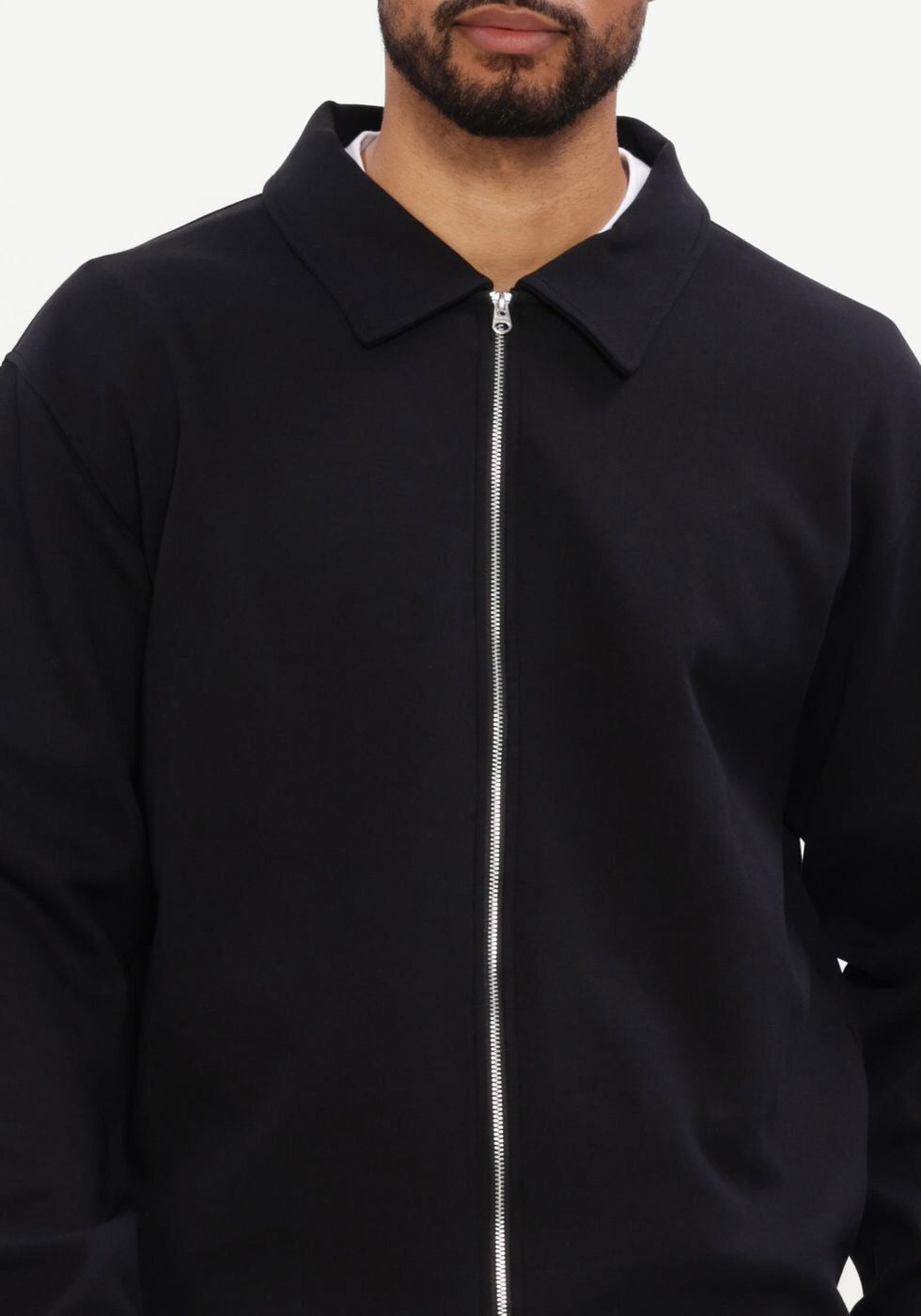 Zwarte SELECTED MEN Trui SLHTOM SOFT FULL ZIP SWEAT NOOS - large