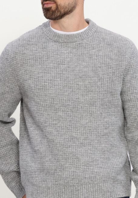 SELECTED MEN Pull SLMRAI LS KNIT WAFFLE CREW NECK en gris - large