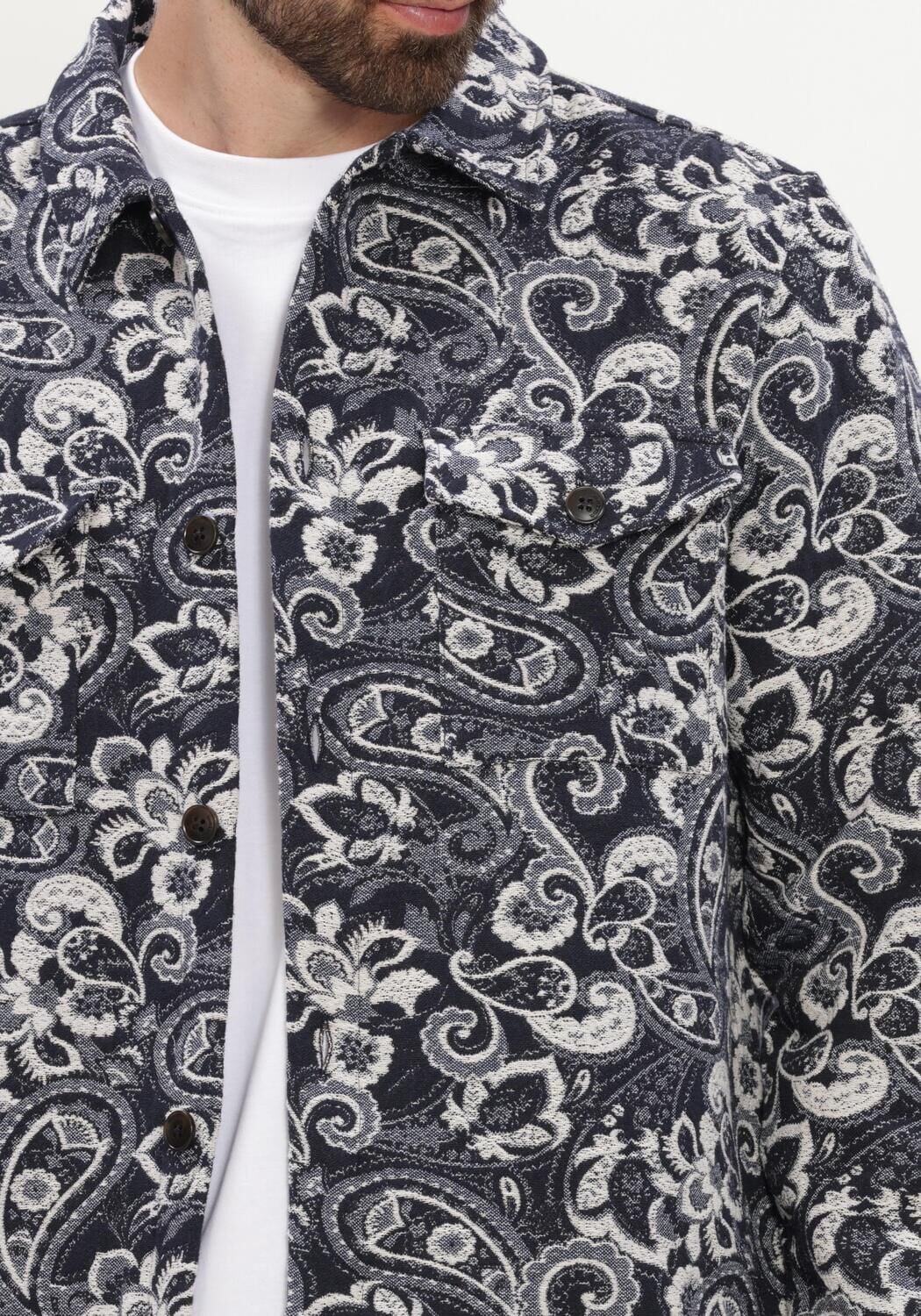 Donkerblauwe ANERKJENDT Overshirt AKOSCAR CASTER2 JACQ OVERSHIRT - large