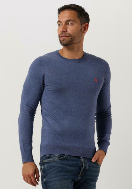 SCOTCH & SODA Pull ESSENTIALS - ECOVERO VISCOSE-BLEND LOGO CREWNECK PULLOVER en bleu - large