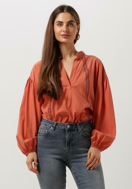 SUMMUM TOP LACE ACCENT TENCEL/COTTON Blouses en orange - large