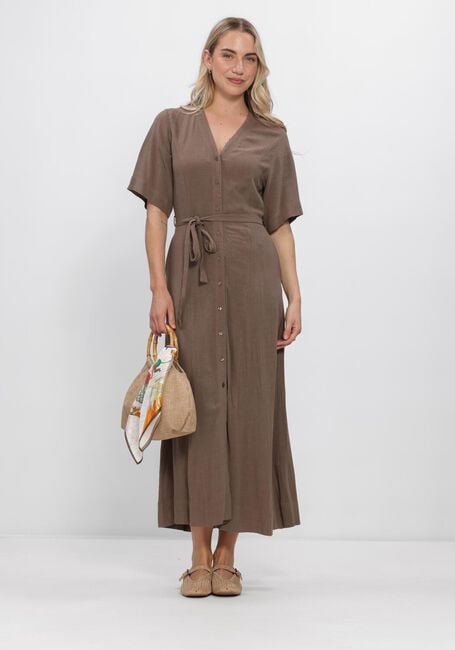 SELECTED WOMEN Robe maxi SLFVIVA REGULAR LINEN BLEND DRESS en marron - large