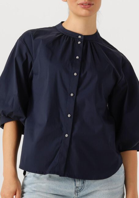 Blauwe SUMMUM  BLOUSE COTTON STRETCH - large