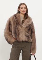 REFINED DEPARTMENT Manteau en fausse fourrure LADIES WOVEN FAUX FUR JACKET LUKA en marron
