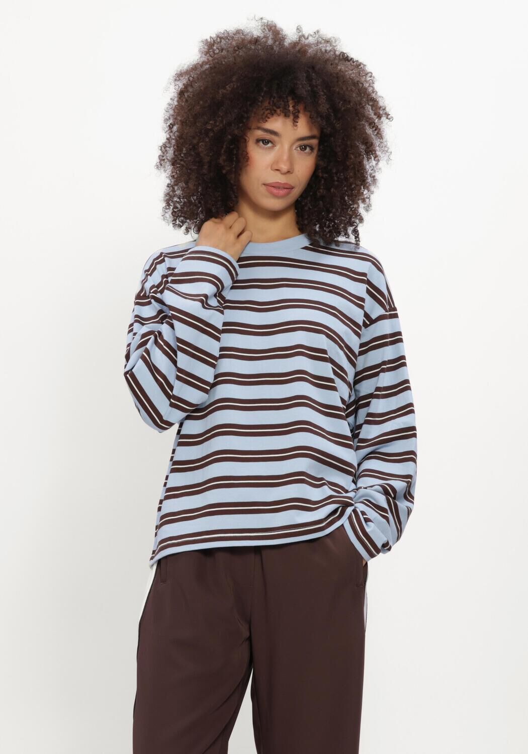 CATWALK JUNKIE Haut STRIPED LONG SLEEVE Bleu clair - large