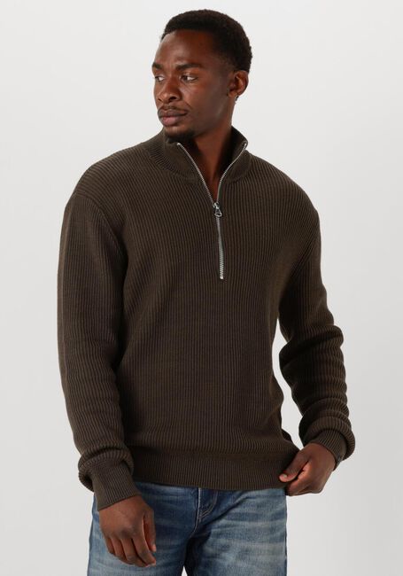 BUTCHER OF BLUE Pull GALWAY HALF ZIP en marron - large