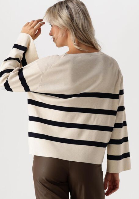 Witte SUMMUM Trui STRIPED SWEATER SOFT VISCOSE POLYAMIDE KNIT - large