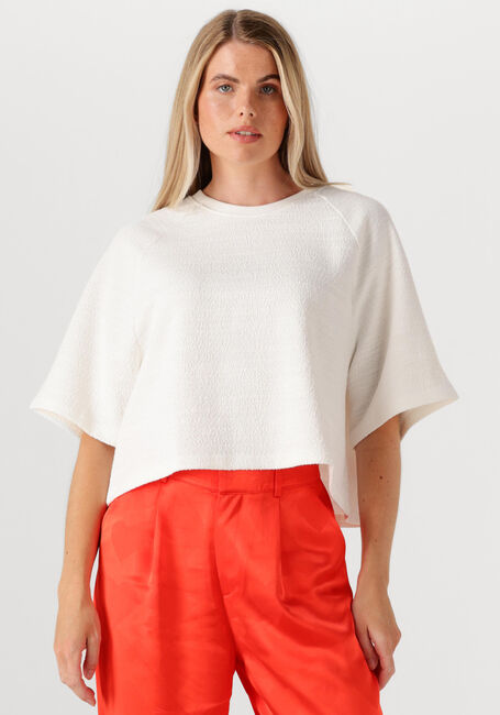 ALIX THE LABEL T-shirt LADIES KNITTED BOUCLE T-SHIRT Crème - large