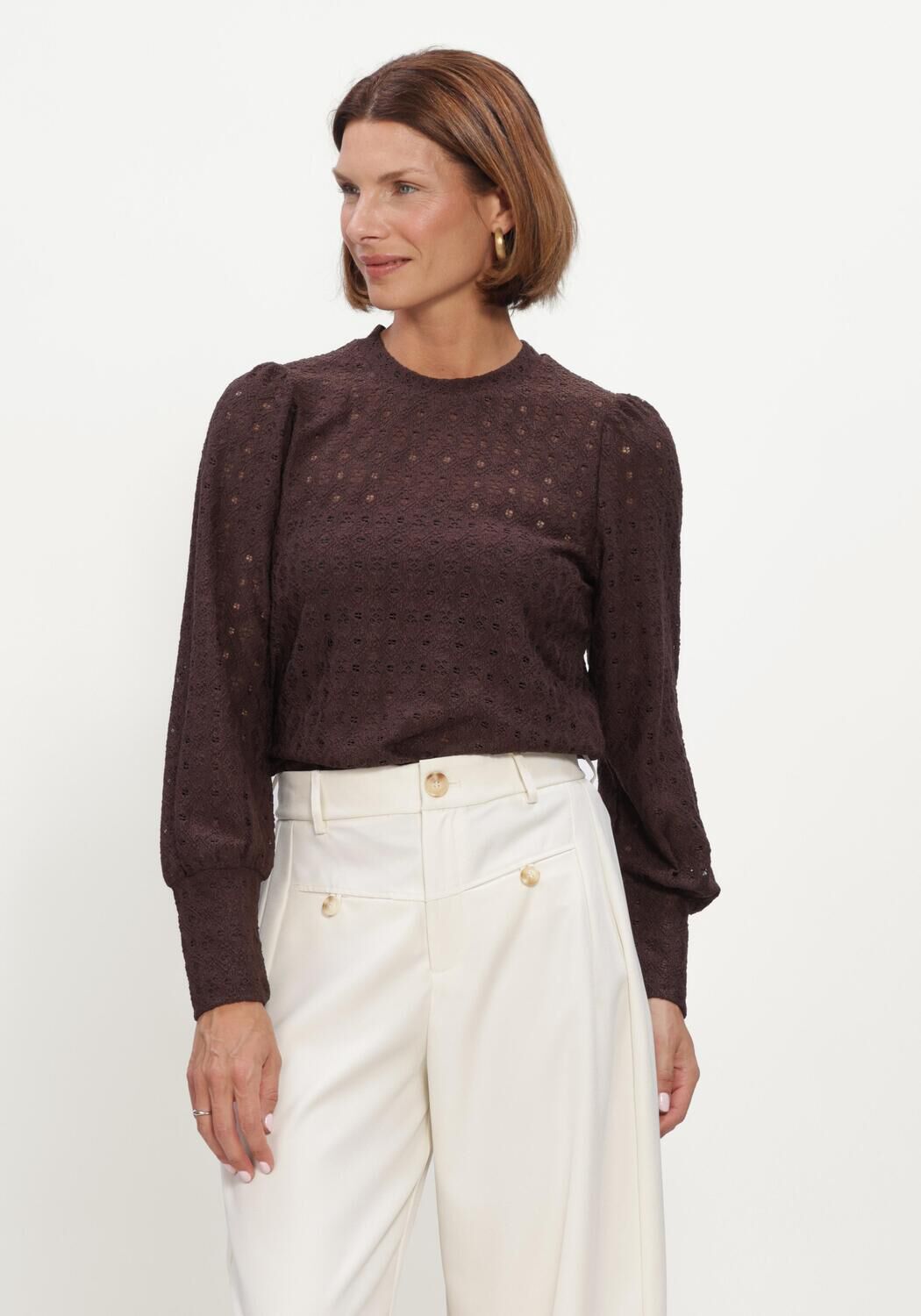 OBJECT Pull OBJLAILA L/S RE TOP NOOS en marron - large