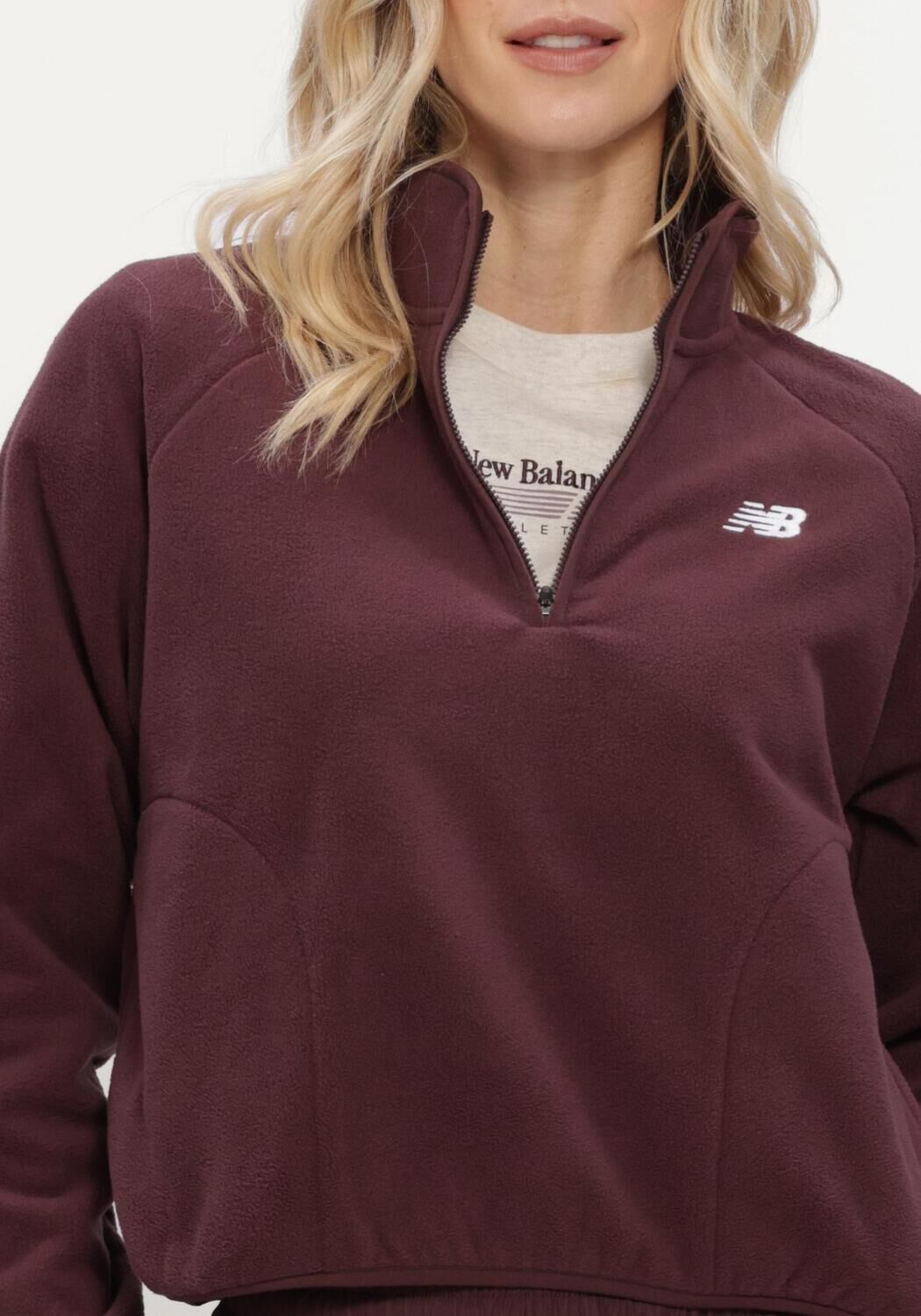 NEW BALANCE Pull SPORT POLAR FLEECE HALF ZIP Bordeaux - large