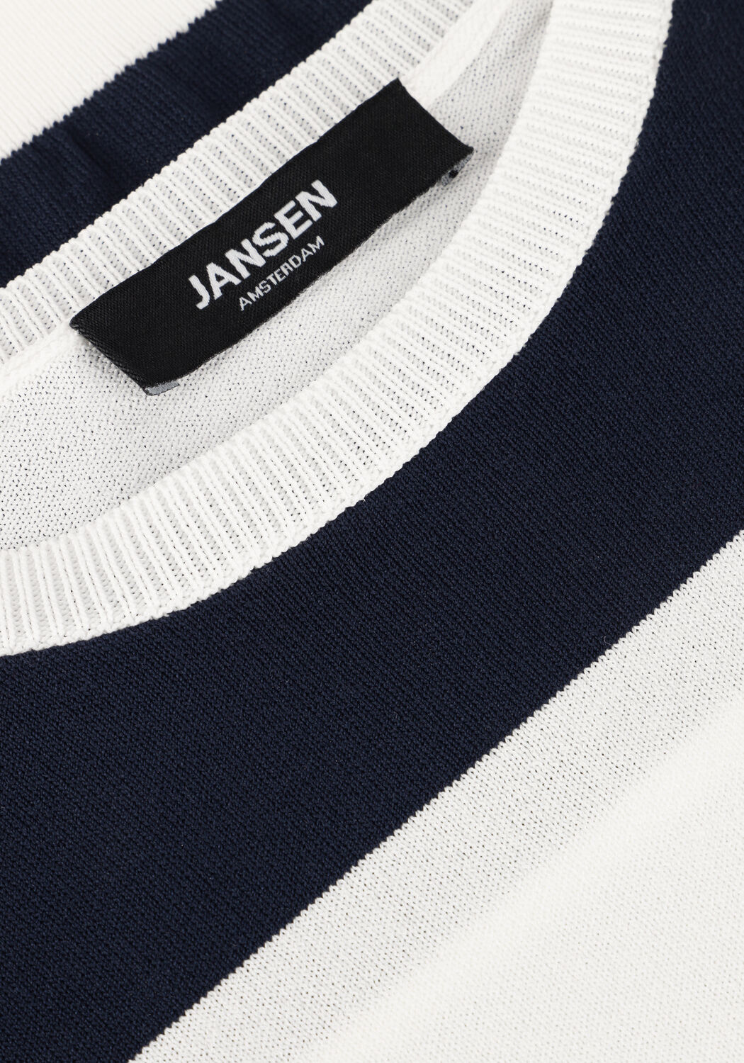 Blauwe JANSEN AMSTERDAM Top KIMMIE TOP K 136 BIG STRIPE SHORT PUFFED SLEEVE - large