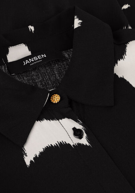 JANSEN AMSTERDAM Robe midi WBP573 BLOUSE DRESS PRINT WITH PUFFSLEEVES en noir - large