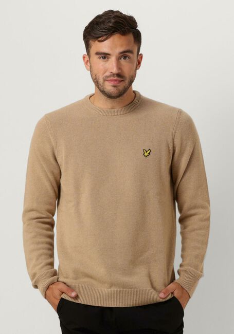 Beige LYLE & SCOTT Trui CREW NECK LAMBSWOOL BLEND JUMPER - large