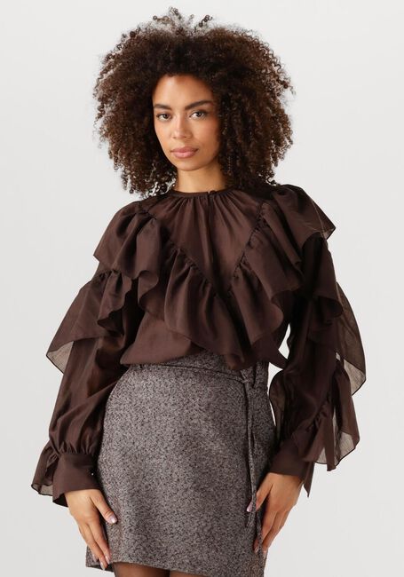 SECOND FEMALE FRIA FRILL BLOUSE Blouses en marron - large