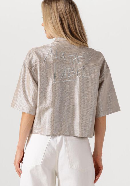 Zilveren ALIX THE LABEL  LADIES WOVEN FOIL CROPPED BLOUSE - large