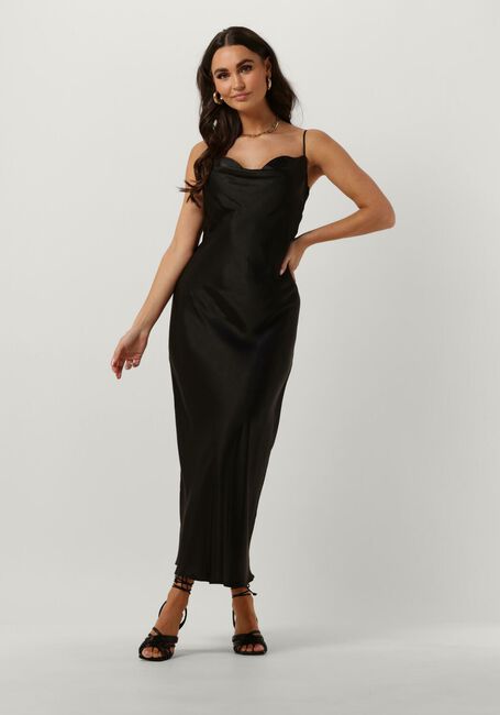 Zwarte NOTRE-V Maxi jurk SATIN STRAP DRESS - large