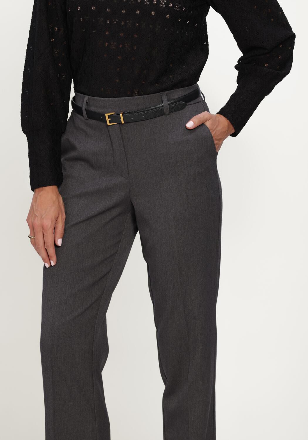 OBJECT Pantalon OBJLISA MW STRAIGHT PANT NOOS Gris fonc&eacute; - large